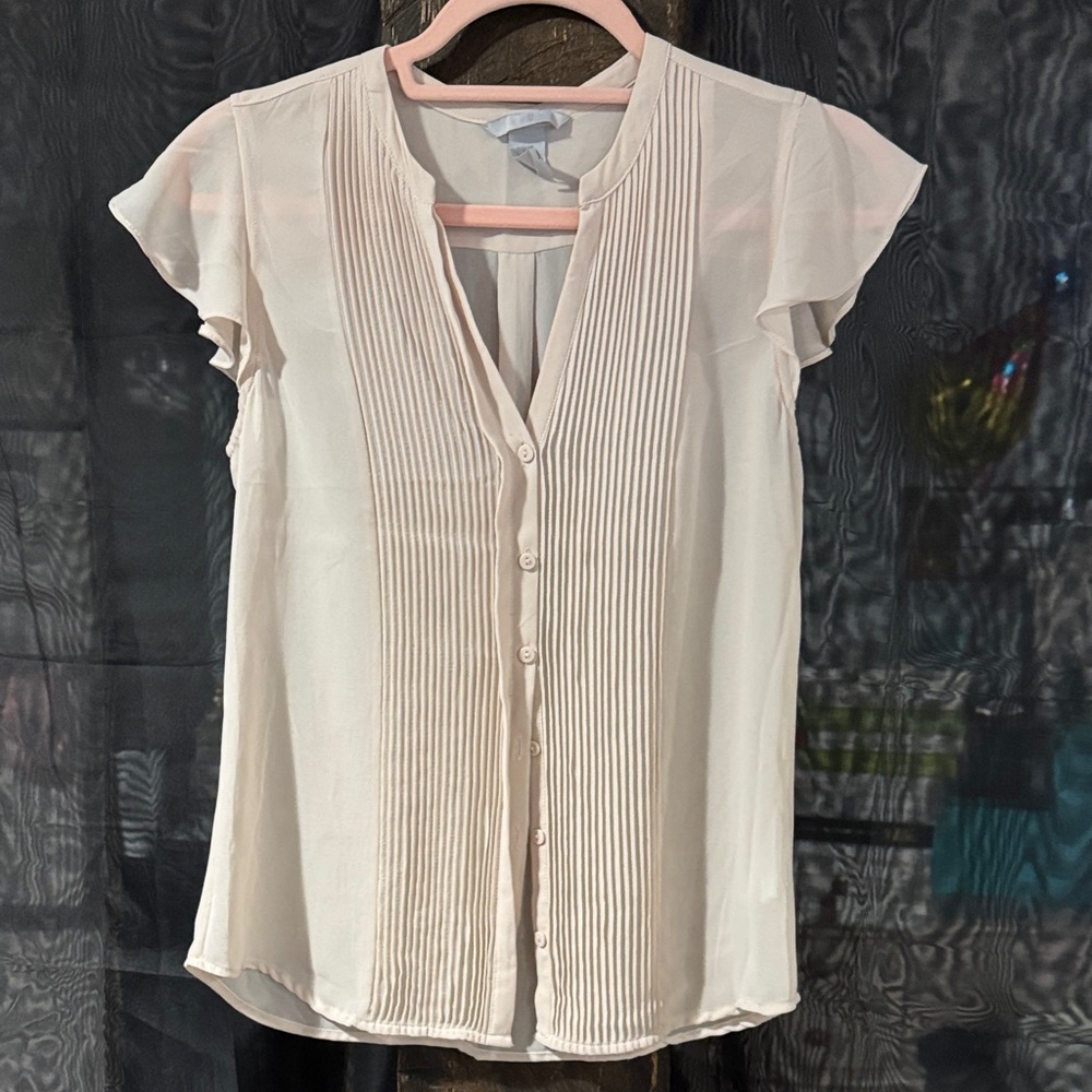 H&M Cream Pleated Blouse
